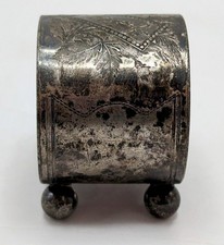 Antique Silver Plate Napkin Holder Ball Feet - Personalized