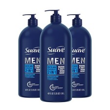 Suave Men 2-in-1 Shampoo & Conditioner Ocean Charge 40 oz Pack of 3 1.05 per gallon