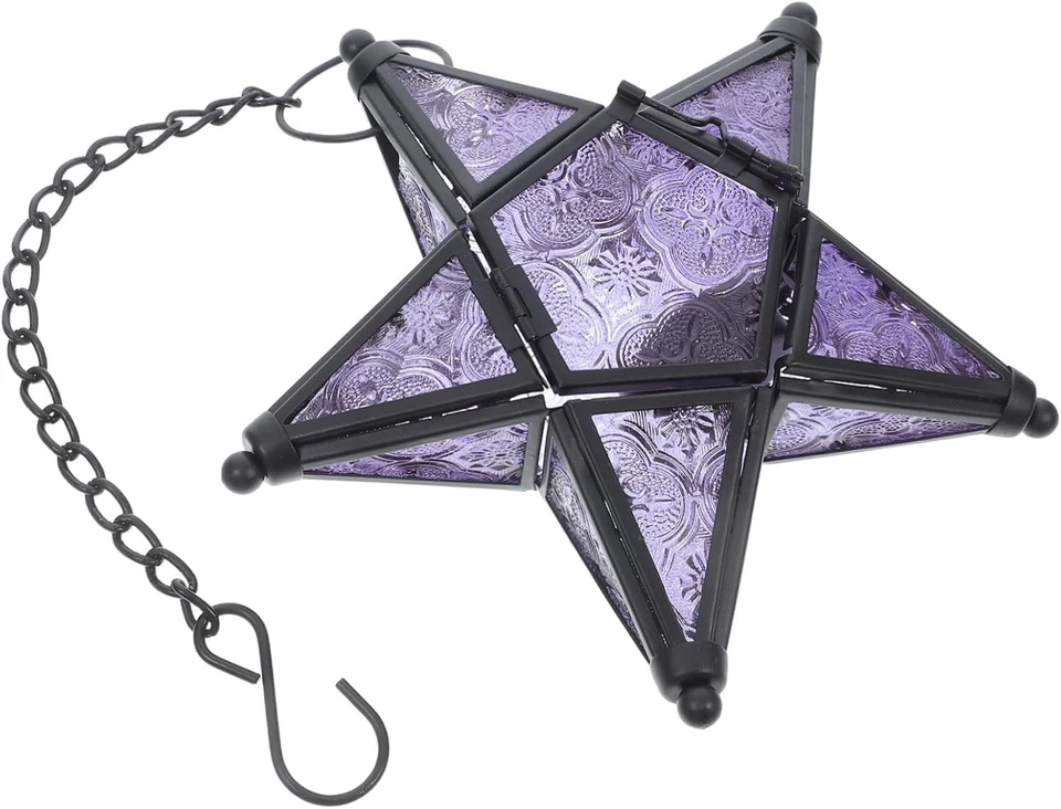 Decorative Purple Star Hanging Candle Holder for Christmas Holiday Gifts Parties - Image 3 of 4