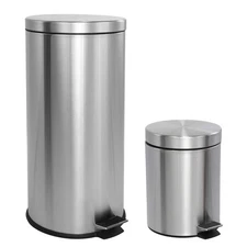 HPM1000A Oscar 8-Gallon Step-Open Trash Can with Free Mini Trash Can, Modern,...