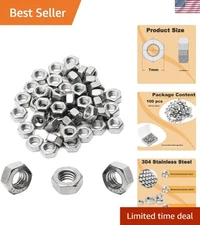 100pcs M4-0.7 Hex Nut, 304 Stainless Steel, M4 x 0.7mm Tiny Nuts Fasteners, H...
