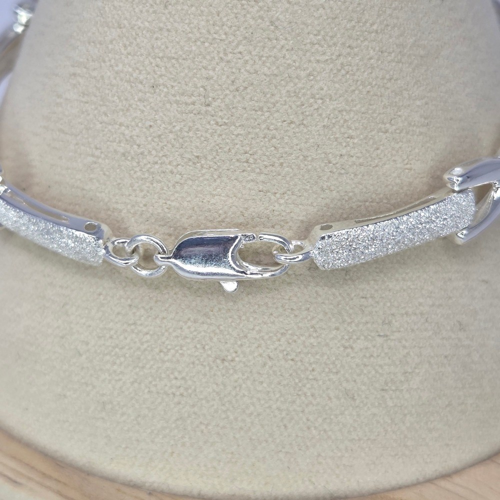 Sterling Silver Bracelet Interlocking X Link Chai… - image 3