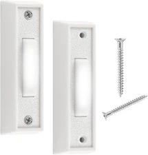 2 Pack Wired Door Bell Push Buttons with LED Lighted Chime Switch White Doorbell