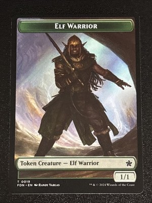 MTG Foundations Elf Warrior/Cat Double-Sided Token 0019/0001 NM