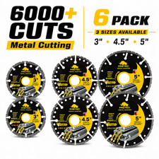 3"/4.5"/5" Diamond Cutting Blade 6 Pack Metal Cut Off Disc for Grinder 6000+Cuts
