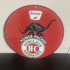 VINTAGE SINCLAIR RED DINO HC SERVICE GASOLINE OIL PORCELAIN SIGN