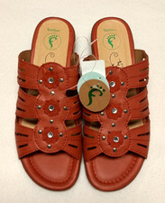 Neu Schöne Damen Footflexx Rote Pantoletten mit Strasssteine Gr. 40