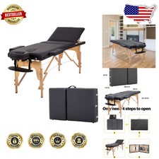Portable Massage Table 24" Wide Height Adjustable 3-Fold Spa Bed