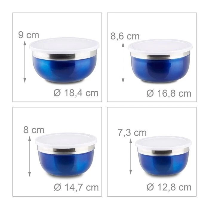 Bol avec couvercle-RELAXDAYS-NEUF-4pcs-Saladiers,table à manger,cuisine - Photo 4/4