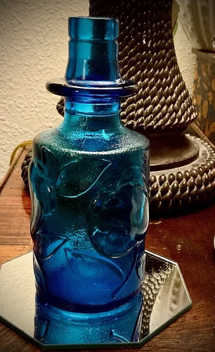 Vintage Empoli Blue Fruit Decanter Bottle Stopper ITALY 5.25"