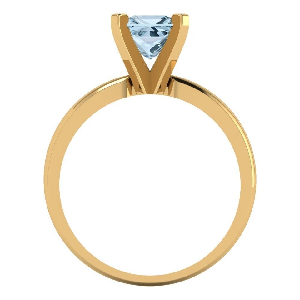 1 tcw Princess Cut Engagement Ring, 14K Yellow Gold Simulated Diamond - Image 4 of 4