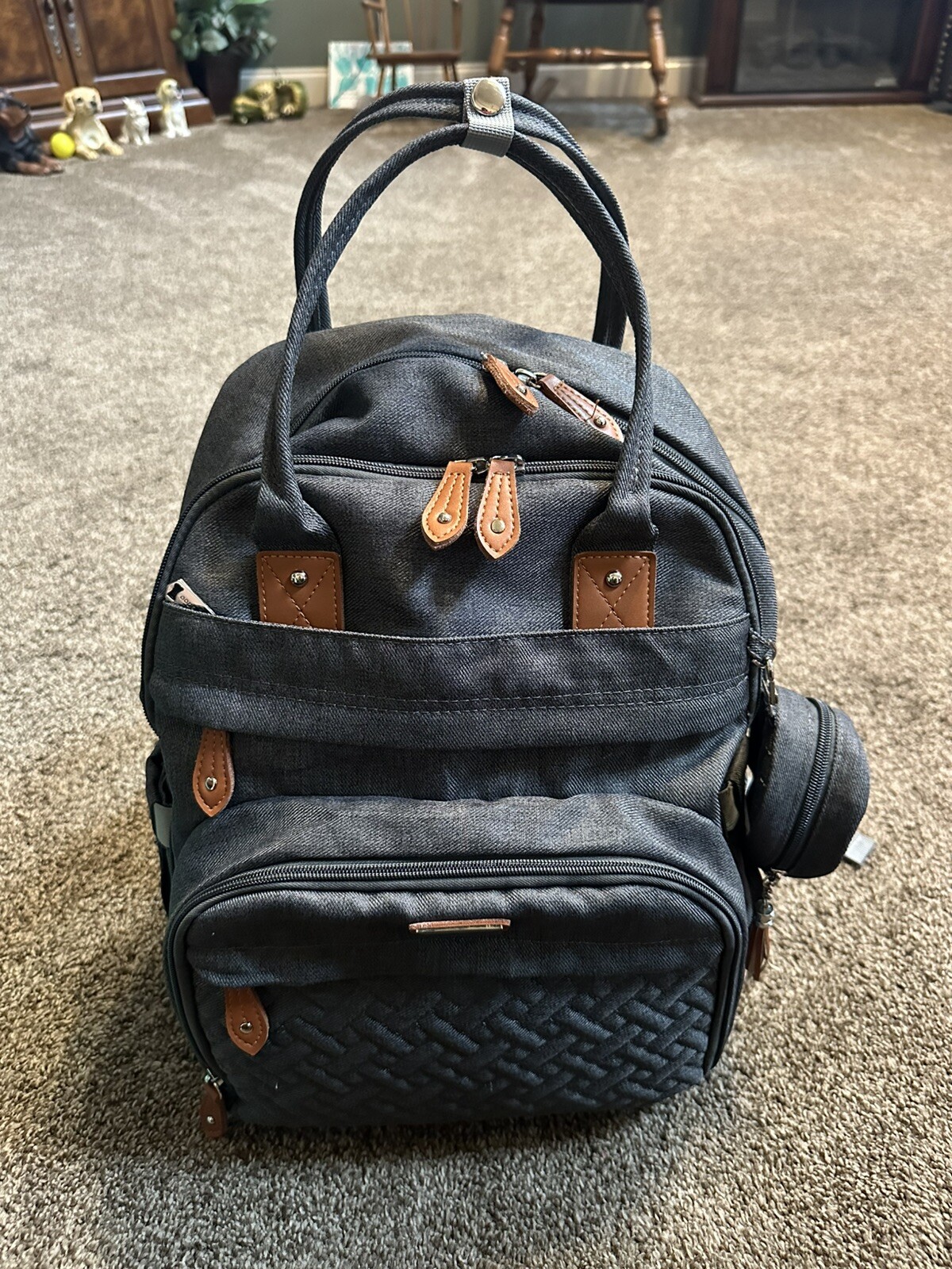 BabbleRoo Diaper Bag Backpack Baby Essentials Travel Tote Waterproof Gray-image