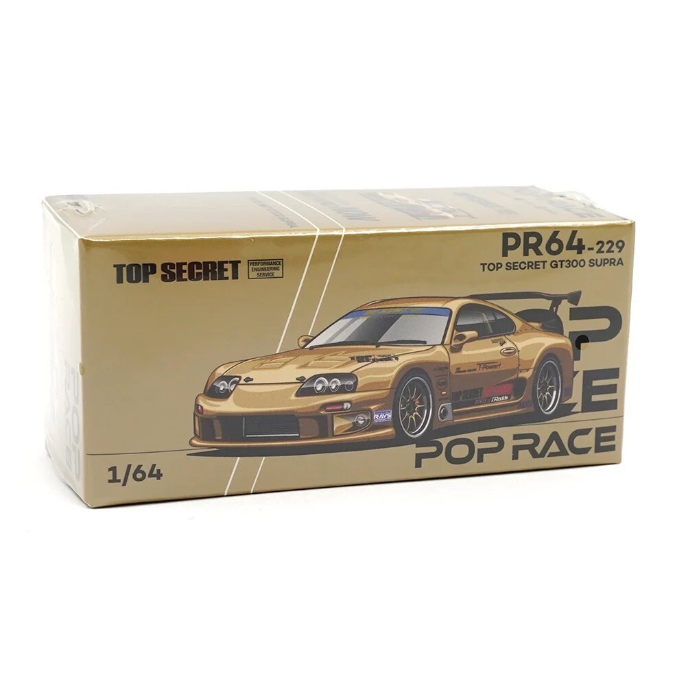 Pop Race 1:64 Toyota Supra GT300 Top Secret Gold Metallic Diecast