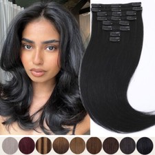 8pcs Clip In Hair Extensions 100 Real Human Hair Extensions Weft Brown/18clips