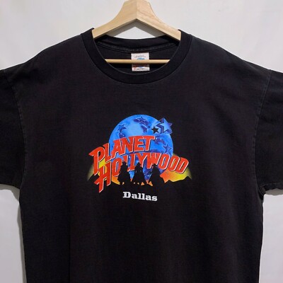 Vintage 90s Planet Hollywood Dallas Cowboys T Shirt Size XL Black Made In USA