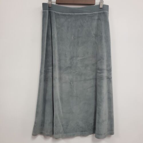 J Jill Womens Velour Maxi Skirt Size L Petite Teal Blue Elastic Waist Pull On - Picture 1 of 9