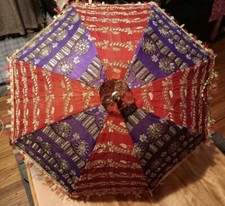 Set of 3 Vintage Handmade Indian Decorative Umbrellas  24" Wide x 22" Tall