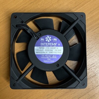 INTERFAN PM080-115-1225BT-4 Fan, AC, 115V, 120x120x25mm, Sq, 80CFM, 2300RPM,45dB