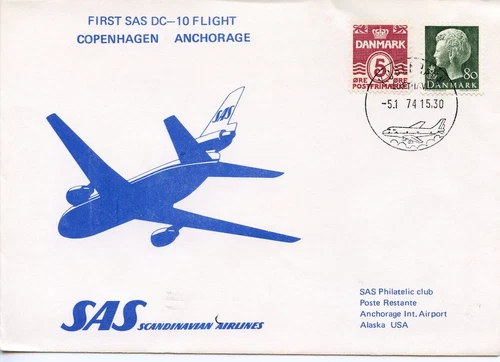 DENMARK  SAS COPENHAGEN-ANCHORAGE 1974  FDC1979