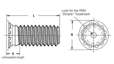 PennEngineering - 1000 Goujons Auto-serrants Filetés FHS-032-12 #10-32 - Neuf En Emballage D'origine