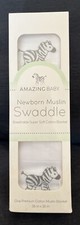 Amazing Baby Muslin Swaddle Blanket Zebras Soft Cotton White Black 36 x 36" New