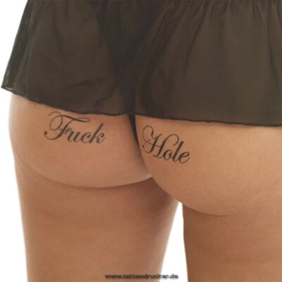 FETISH TATTOO 5 x Fuck Hole Tattoo - Schriftzug in schwarz - Sexy Kinky Temporary Tattoo (5)