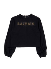 BALMAIN BALMAIN GIRLS CROPPED SWEATSHIRT BLK BT4B20 930
