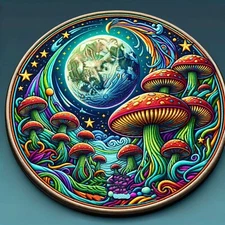 Mushrooms Patch Iron-on Clothing Applique Hippie Badge Psychedelic Woodstock