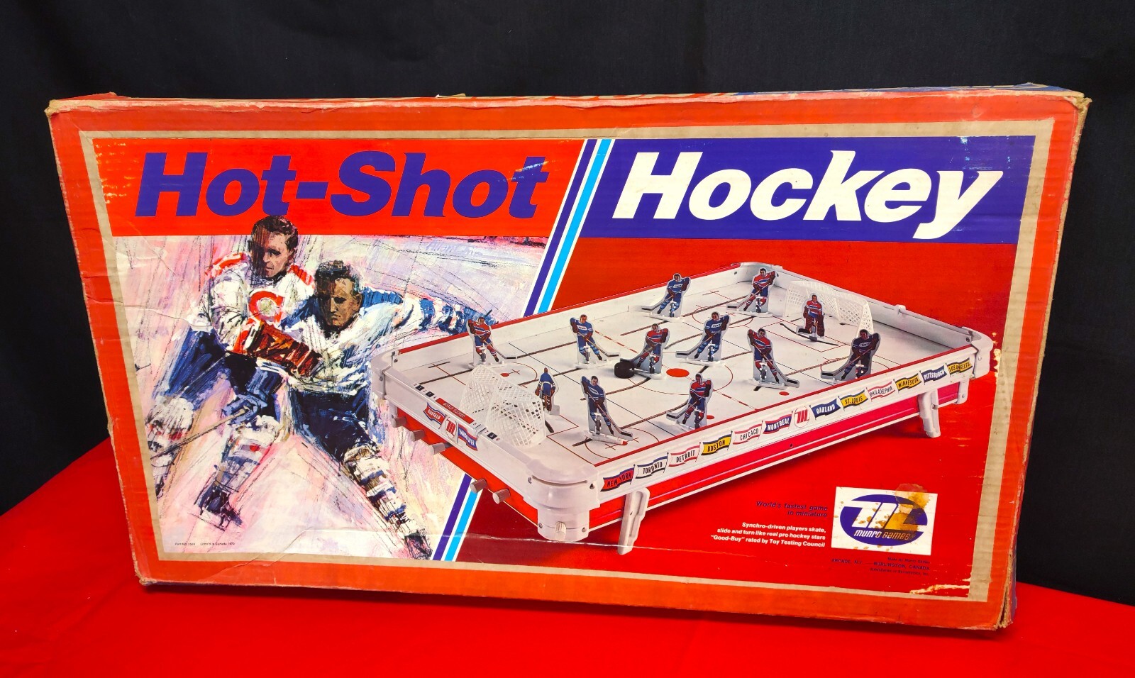 HOCKEY BOARD GAMEVINTAGE HOTSHOT 1970s COMPLETE GOOD CONDTION