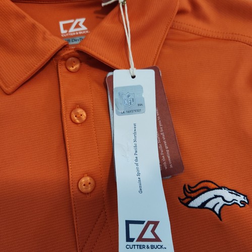 New Denver Broncos Polo Shirt Mens Small Orange Short Sleeve Cutter & Buck - Picture 4 of 12