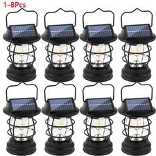 1-8x Solar LED Lantern Hanging Light Outdoor Patio Garden Decor Lamp Waterproof