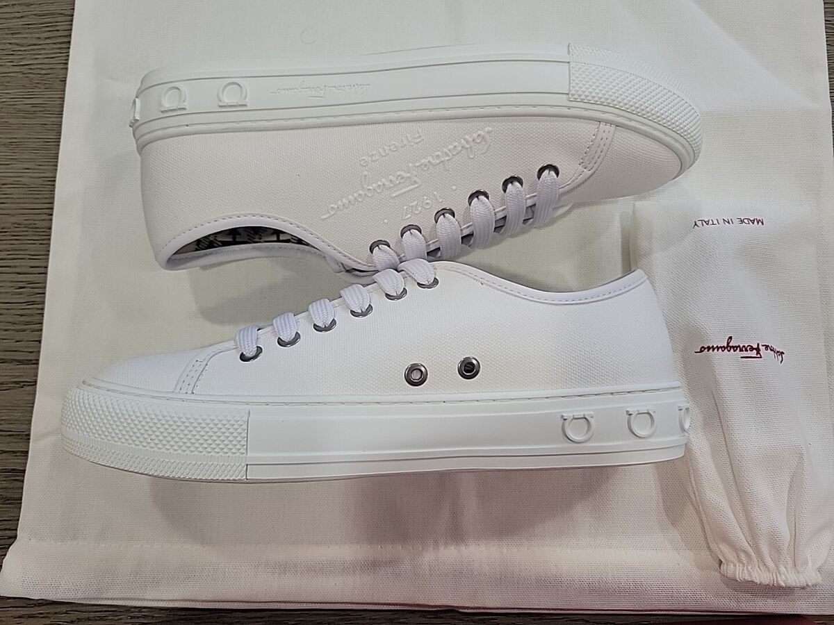 Salvatore Ferragamo Women White Mediterr Low Cut Sneakers 10 Salvatore Ferragamo Women White Mediterr Low Cut Sneakers 10