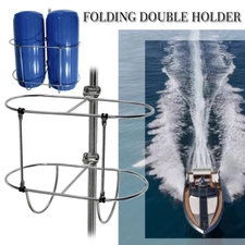 Stainless Folding Double Fender Holder Rack Mount For 9-1/2inch Boat Fenders