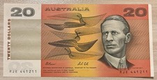 Australia 20 dollars 1974-1994 p-46h aUNC (2 consecutive pc.)