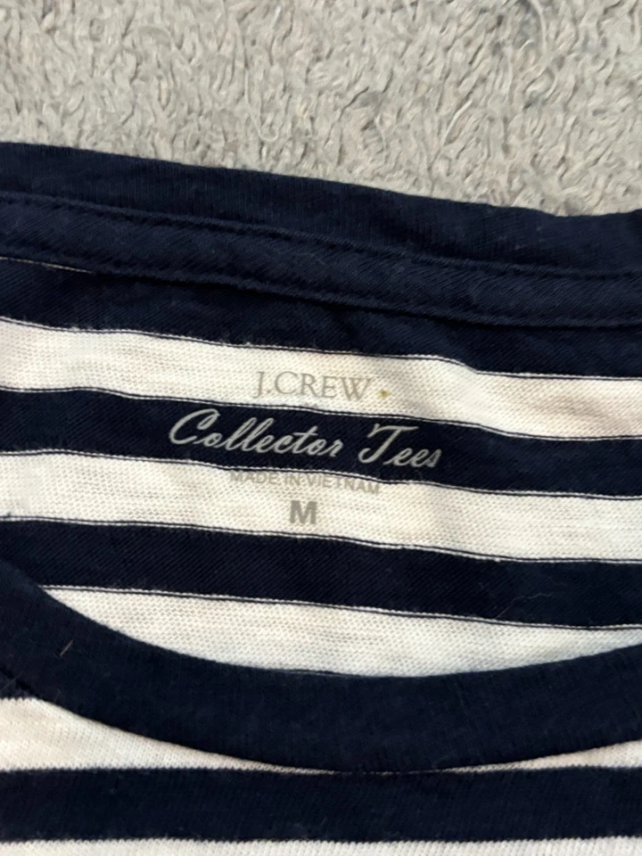 J CREW Collectors Tee Shirt Womens M Short Sleeve Sequined Flamingo Striped - Image 3 of 4