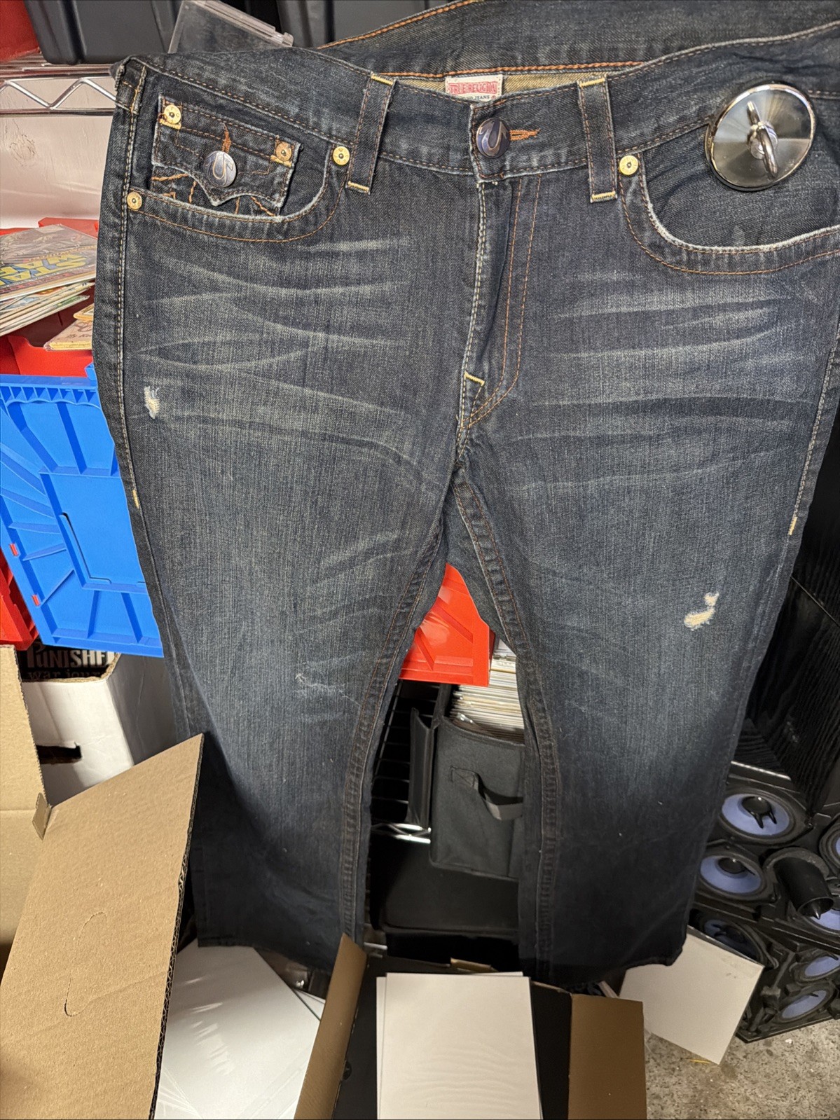 True Religion Mens Original Denim Straight Blue Jeans  size 38x32 thumbnail 5