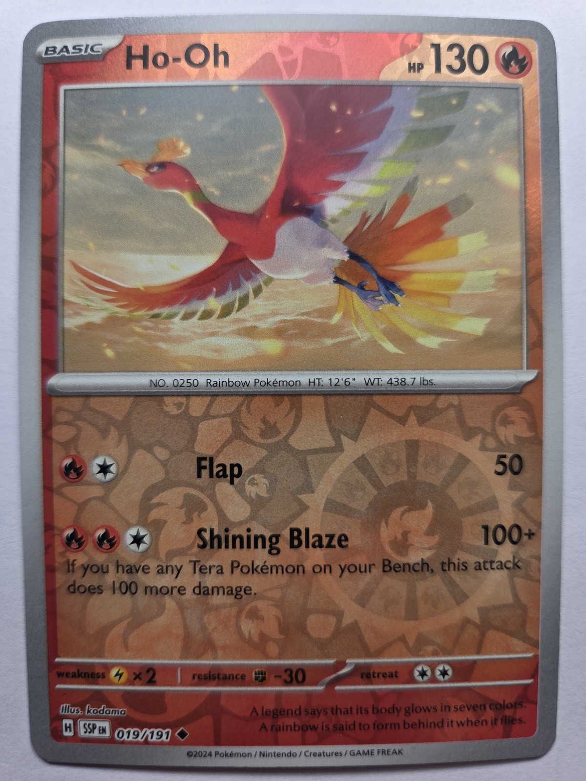 Ho-Oh 019/191 Uncommon Reverse Holo SSP SV08: Surging Sparks NM Pokemon Tcg