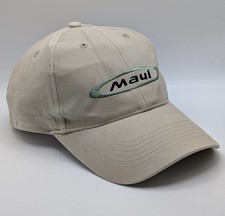 Vintage Maui Hawaii Snapback Hat Surf Beach Adjustable 90s Retro VTG Beige