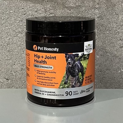 Pet Honesty Hip + Joint Health Max Strength 90 Chews Bacon Flavored BB 09/2026+
