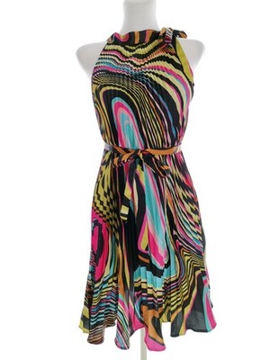 CHARISMA Damen A-Linien-Kleid Gr. 38 Bunt Ärmellos Knielang Schulterfrei