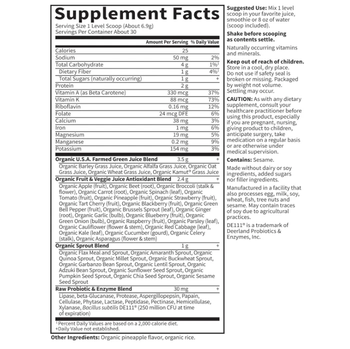 Garden of Life Raw Perfect Food, Original 7.3 oz tub x 2-Pack ( Total 14.6 oz ) - Image 2 of 4