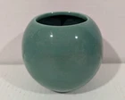 Haeger Pottery Round Green Teal Orb Ball Vase Planter 4"  MCM USA