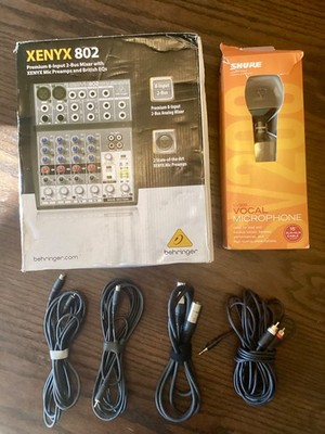 Open box SOUND BUNDLE SPECIAL*BEHRINGER XENYX 802 8-Input  Mixer+SHURE mic+cbls