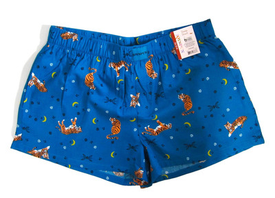 NEW Joy Spun Sleeping Woven Shorts One Pair Blue w/Tigers Medium (8-10).