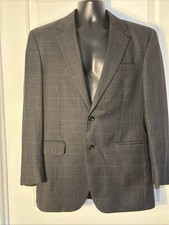 Jos A Bank Dark Charcoal Gray Windowpane Sz 40R Plaid Blazer