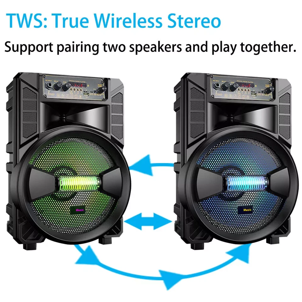 3000W Portable Bluetooth Speaker Sub Woofer Heavy Bass Sound System Party & Mic - Image 4 of 4