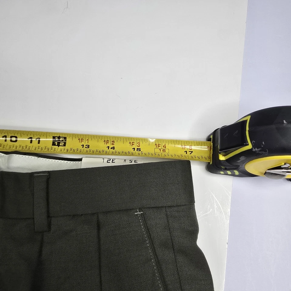 Pantalones de vestir Alfani para hombre 35x32 verde oliva 100 % lana plisados clásicos Foto 3 de 4