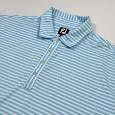 FootJoy Polo Shirt Mens 2XL Blue Striped Short Sleeve Golf Performance