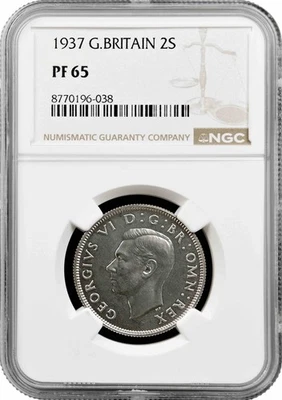 Großbritannien 2 Schilling 1937, NGC PF65, "König George VI. (1937 - 1952)" - Bild 1 von 2
