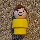 Fisher-Price Little People Boy Figure Yellow Body Brown Hair Vintage 1963-1996